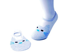 Load image into Gallery viewer, Light Blue Kitty Women’s No-Show Sock
