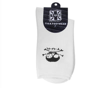 Load image into Gallery viewer, White T.U.K. Skull Logo Women’s Sock
