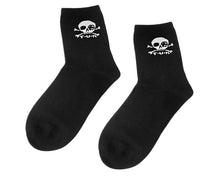 Load image into Gallery viewer, Black T.U.K. Skull Logo Women’s Sock
