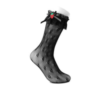 Load image into Gallery viewer, Black Strawberry Lace Kneehigh
