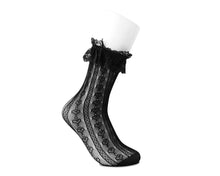 Load image into Gallery viewer, Black Lace Crew Sock
