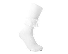 Load image into Gallery viewer, White Lace Crew Sock
