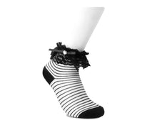 Load image into Gallery viewer, Black Sheer Stripe Lace Sock
